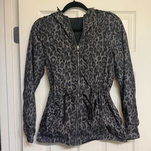 Reversible Windbreaker Rain Jacket - Grey Leopard & Black